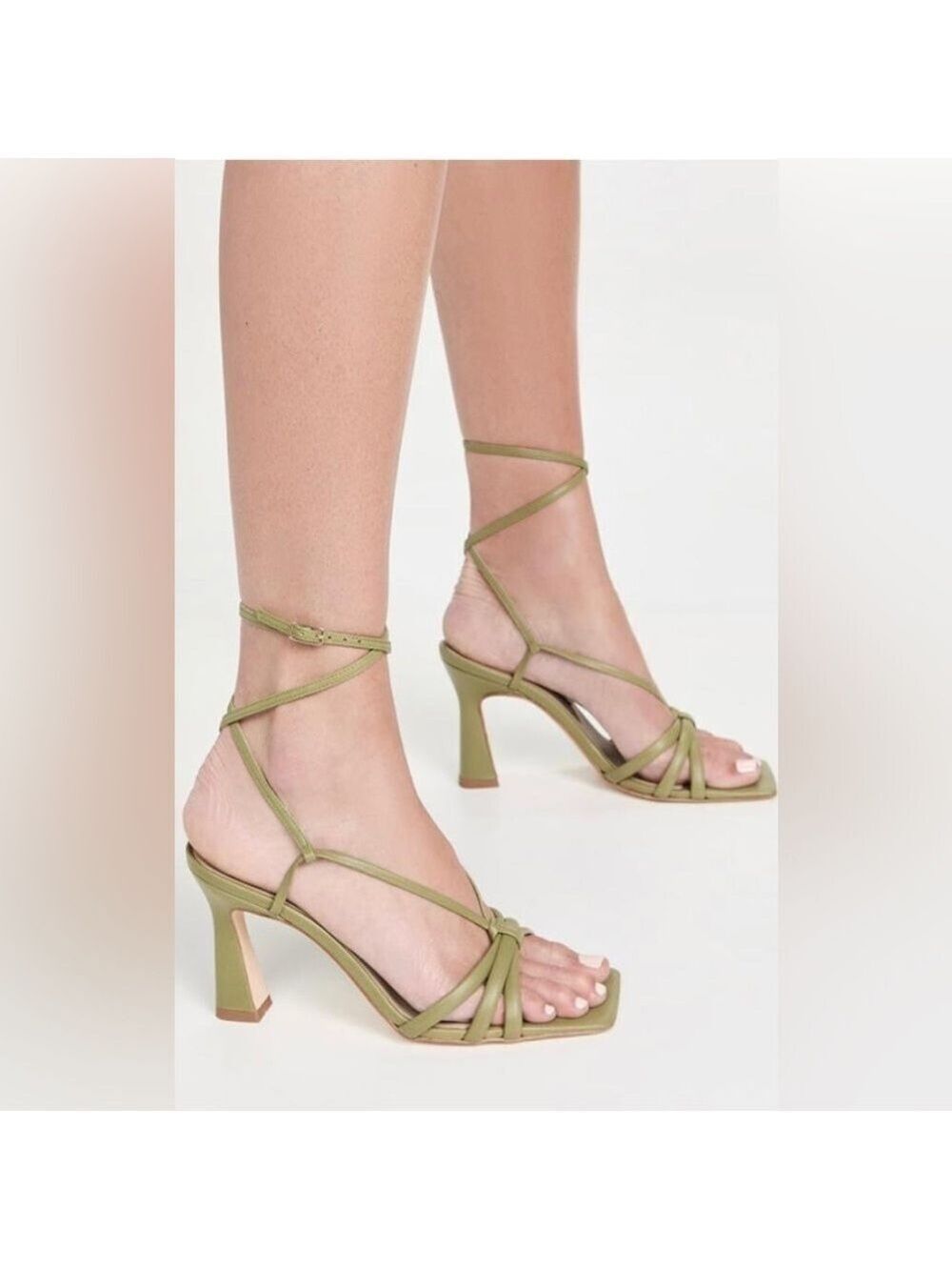 NIB Chelsea Paris Remy Square Toe High Heel Sandals in Lime